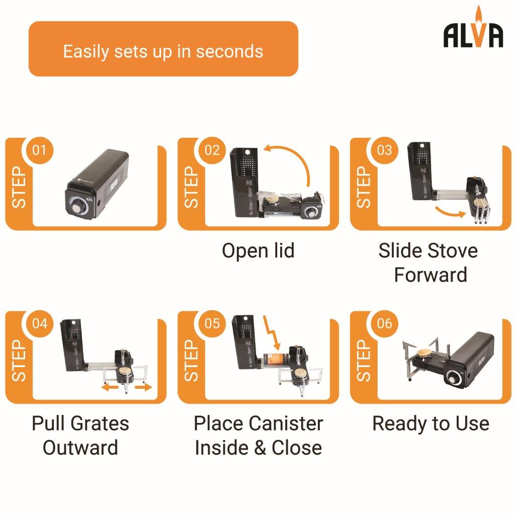 Mini Fold-Up Butane Gas Canister Camping Stove - 1 Plate